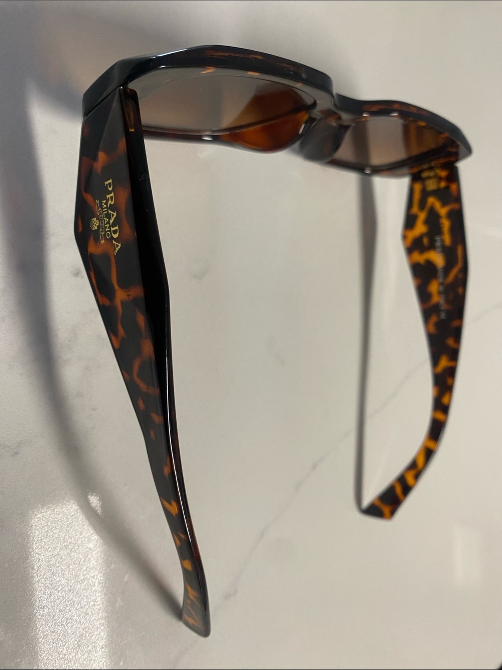 Prada Tortoiseshell Rectangle Sunglasses - Brown Gradient Lenses - Picture 2 of 3